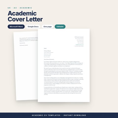 Academic Cover Letter Template (UK)