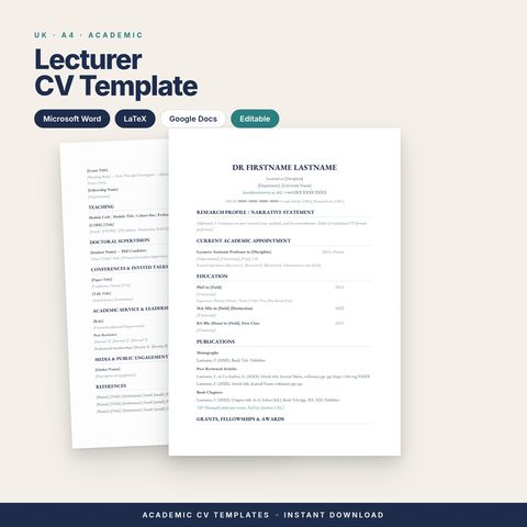Lecturer CV Template (UK)