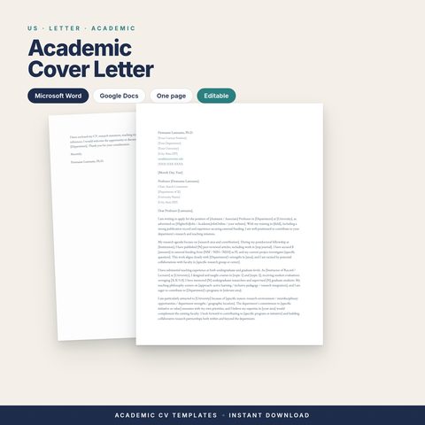 Academic Cover Letter Template (US)