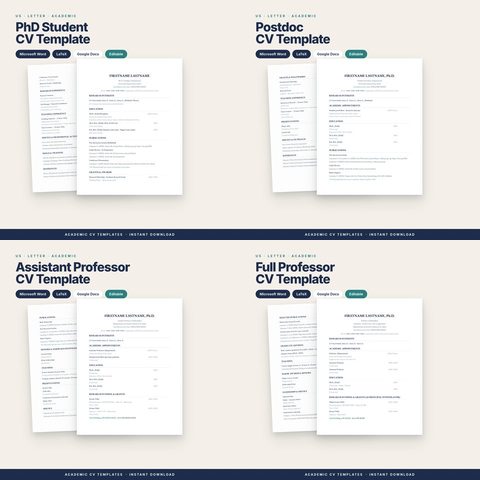 US Academic CV Bundle (4 CVs)