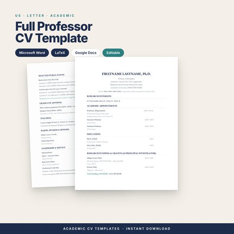 Full Professor CV Template (US)