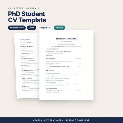 Academic CV Template for PhD Students (US)