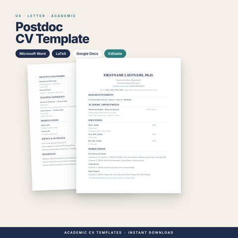 Postdoc CV Template (US)